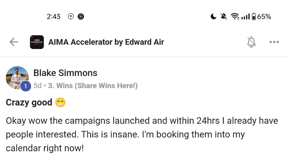 Blake — first replies landing within 24 hours of going live.